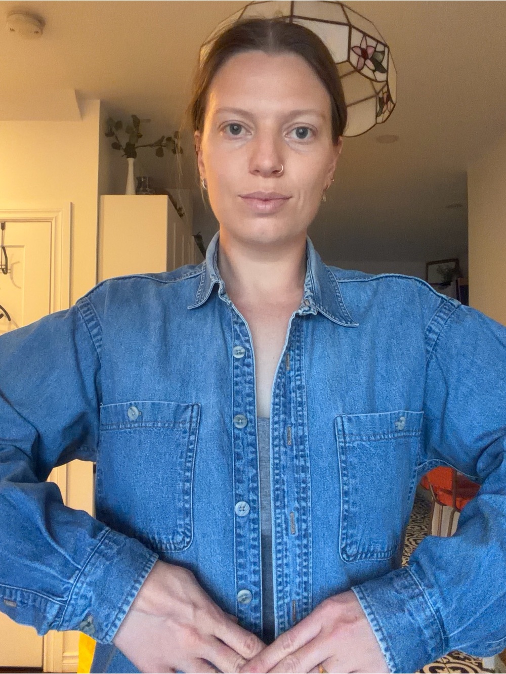 Women’s vintage Denver Hayes Blue Denim button down Shirt - Picture 9 of 14